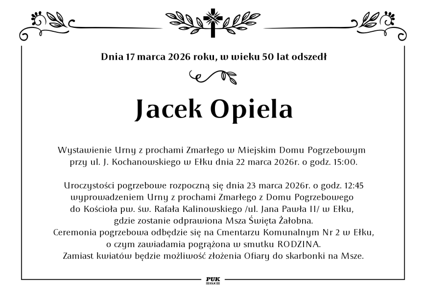Jacek Opiela - nekrolog